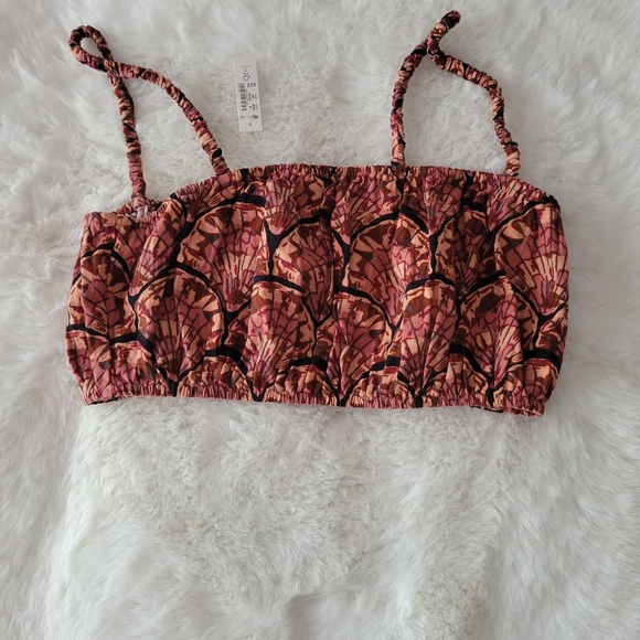 🐙MADEWELL LIGHTESTSPUN COVER-UP BUBBLE CROP TOP IN PAINTED SEASHELLS SIZE M - Picture 6 of 9